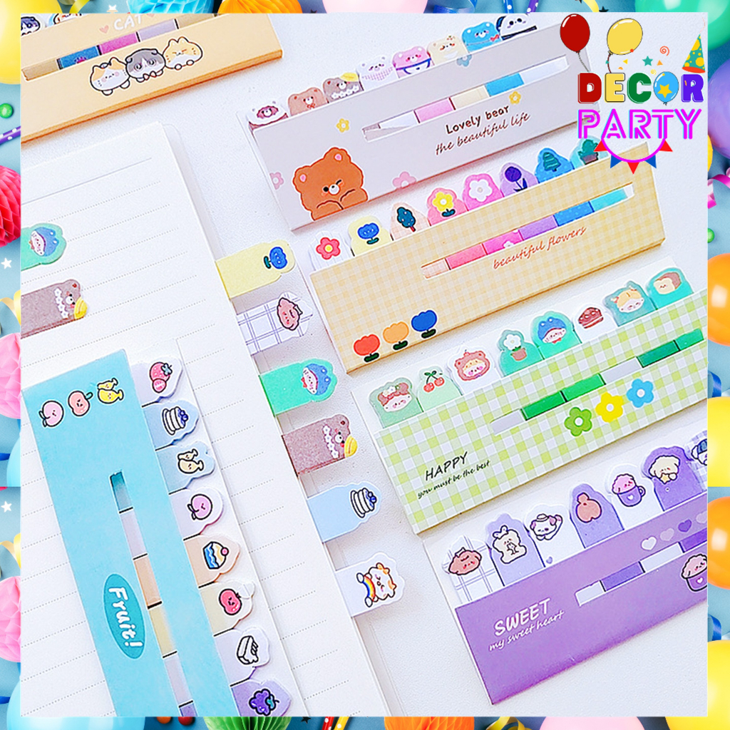

DP Sticky Notess Karakter 8IN1 Pembatas Buku Karakter Hewan Lucu Tempelan Kertas Catatan 120 Lembar Penanda Buku Stationery Memo Pad Convenience Cute 8 IN 1