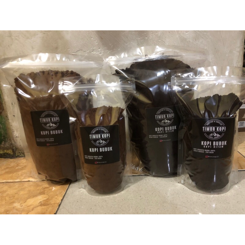 

Kopi Bubuk Hitam ( PAHIT ) TIMUR KOPI Robusta Murni 100%