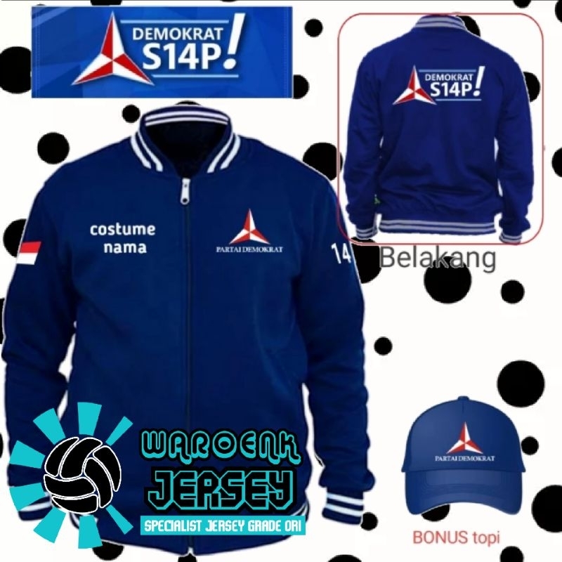 JACKET VERSITY/BASEBALL PARTAI DEMOKRAT BONUS TOPI