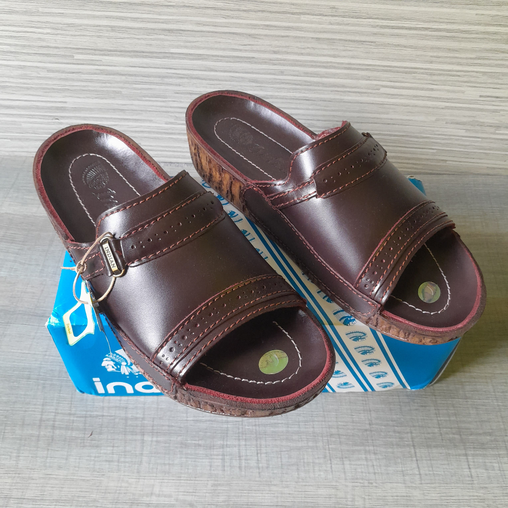 INDIAN Sandal Selop Pria Kulit Asli Produk Original Murah Berkualitas Tahan Air Anti Slip Populer