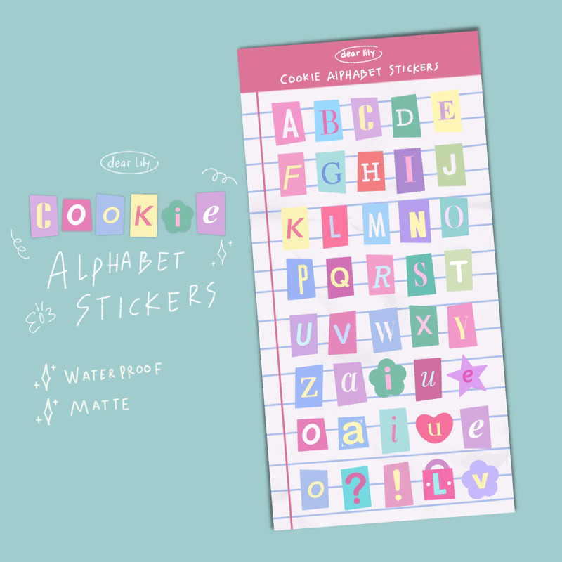 

DEAR LILY - RANSOM Pastel Alphabet stickers / Stiker alfabet huruf warna pastel / Stiker Aestetik huruf alfabet A-Z lucu