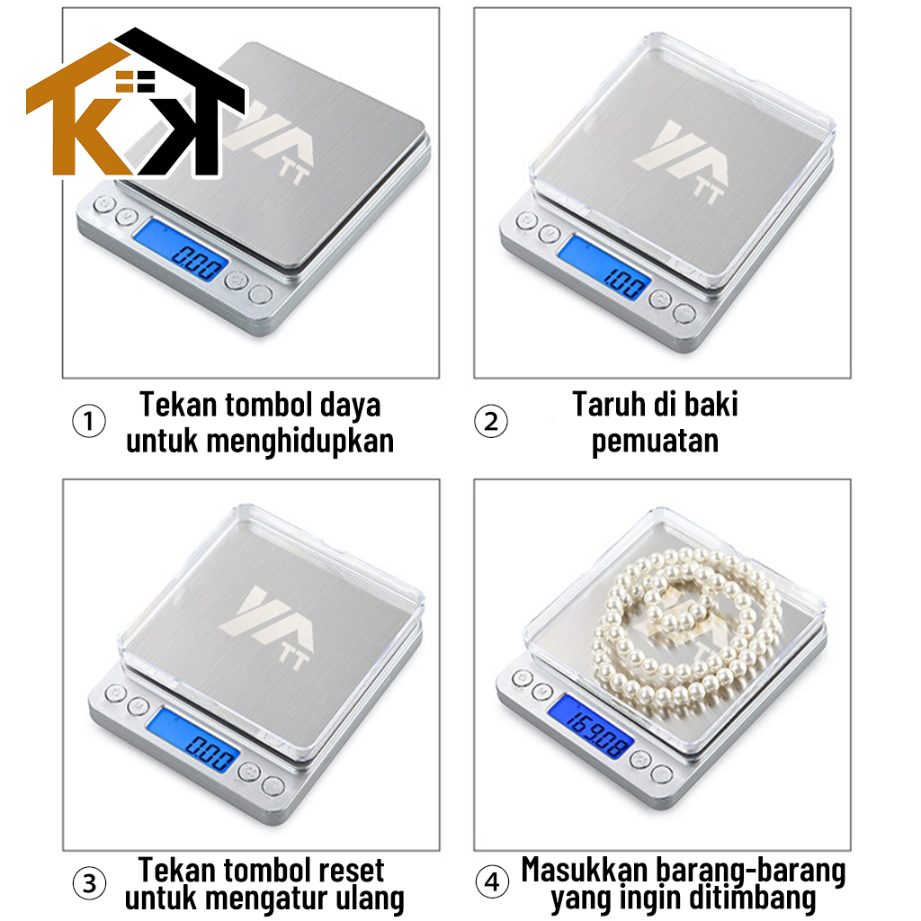 (KK) Timbangan Dapur Digital 3KG Stainless Steel High Quality / Mini Kitchen Digital Scale Kapasitas 3KG Timbangan Kue Buah Tepung Biji bijian Perhiasan Emas