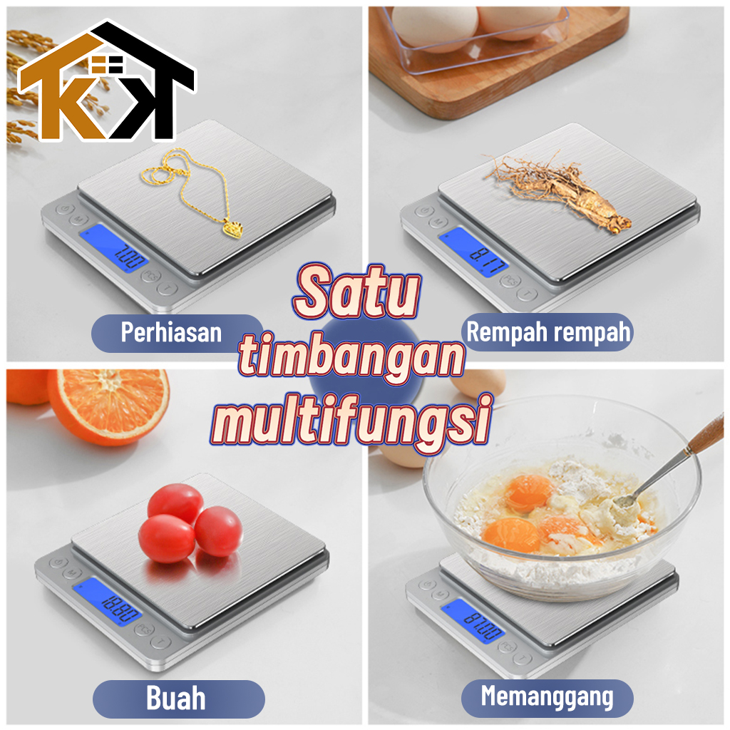 (KK) Timbangan Dapur Digital 3KG Stainless Steel High Quality / Mini Kitchen Digital Scale Kapasitas 3KG Timbangan Kue Buah Tepung Biji bijian Perhiasan Emas