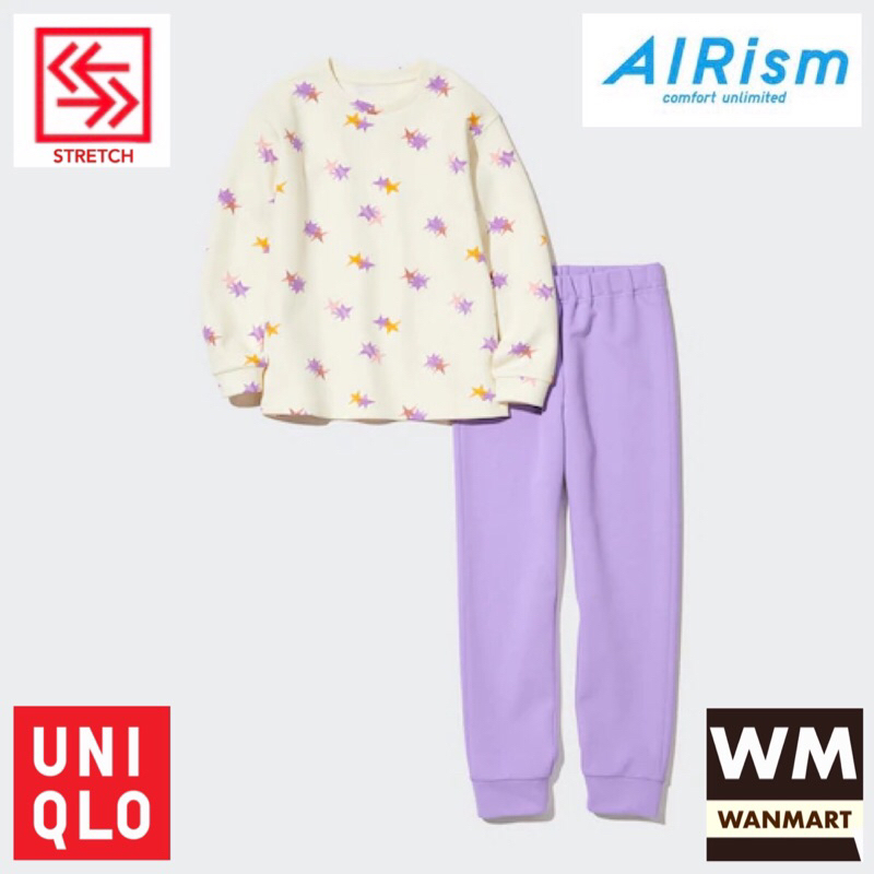 UNIQLO Kids Set AIRism Setelan Piyama Anak Perempuan Ultra Stretch Off White