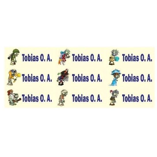 

stiker label nama water proof tahan air vinyl size 4,5x1,7cm zombie 2