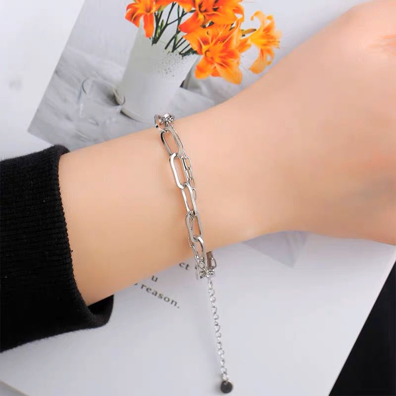 GELANG RANTAI TITANIUM PRIA WANITA PAPER CLIP MODEL KOREA