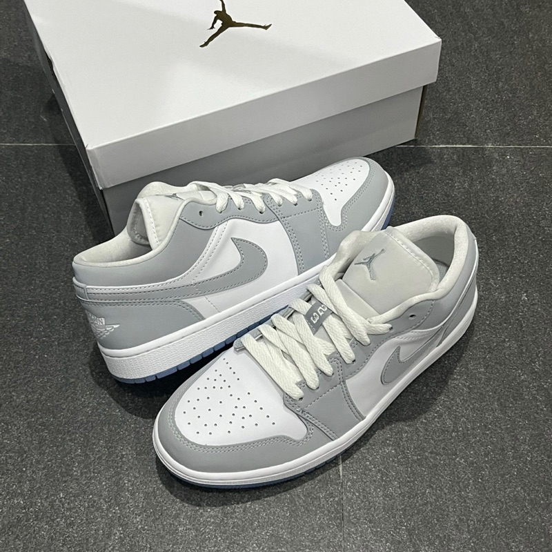 Nike Air Jordan 1 Low White Wolf Grey 100% Authentic