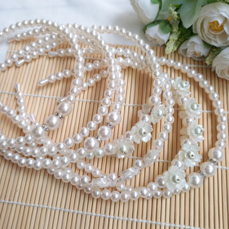Bando gaya korea bando mutiara dan bunga