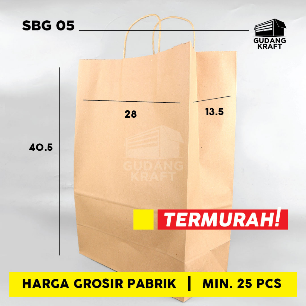 

Paper bag shopping bag tas kertas polos coklat kraft goodie bag 120gsm