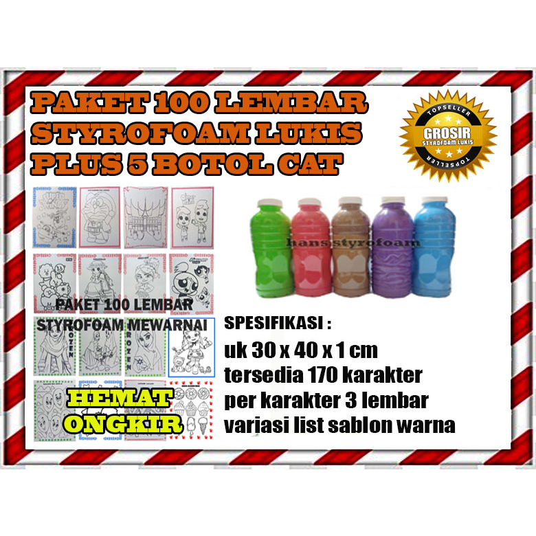 

Paket Khusus 100 lembar Styrofoam dan 5 botol cat Pewarnanya