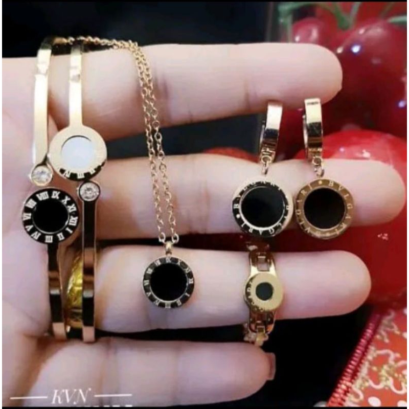 set titanium asli terbaru liontin hitam asli awet