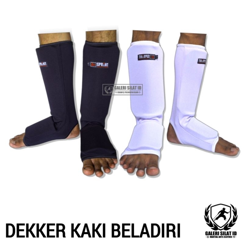 Deker Shin Pad / Shin Guard - Dekker Kaki Beladiri Pencak Silat Panjang Hitam / Putih - Deker Silat Panjang - Pelindung Kaki Olahraga Beladiri Silat Karate Taekwondo MMA Boxing Wushu Muay Thai Dewasa Remaja Pra Remaja Anak Usia Dini