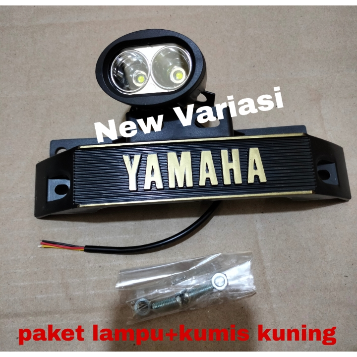 PAKET LAMPU TEMBAK LED OWL 2 mata mini + kumis rx king kuning