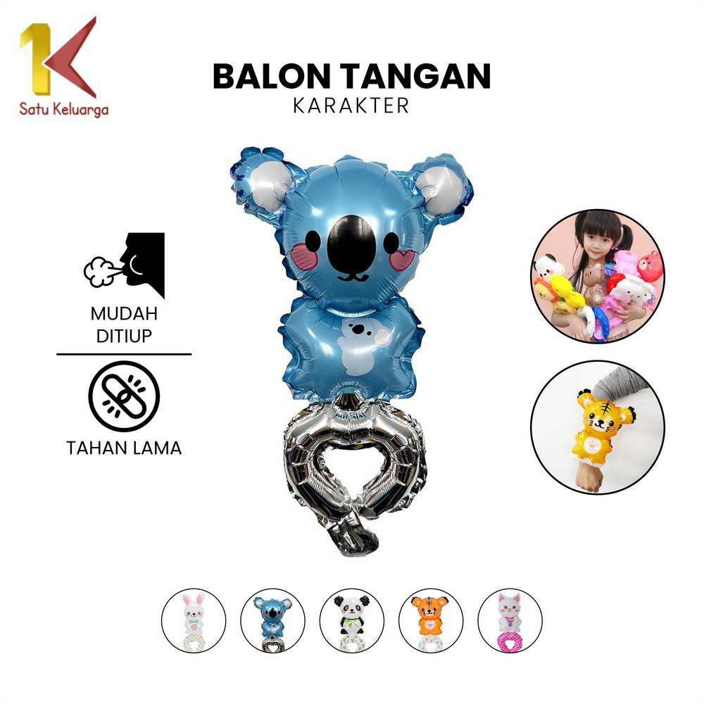 Satu Keluarga Balon Tangan Karakter Hewan Dekorasi Birthday C893 Mainan Balon Gelang Balon Foil Kart