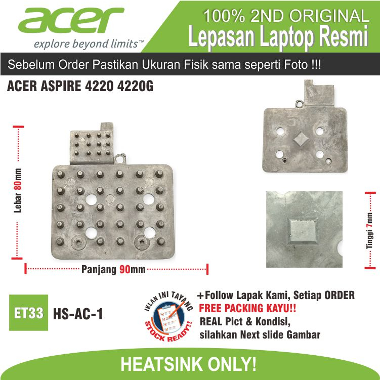 ET33 HS-AC-1 HEATSINK BESI PENDINGIN LAPTOP ACER ASPIRE 4220 4220G 4520