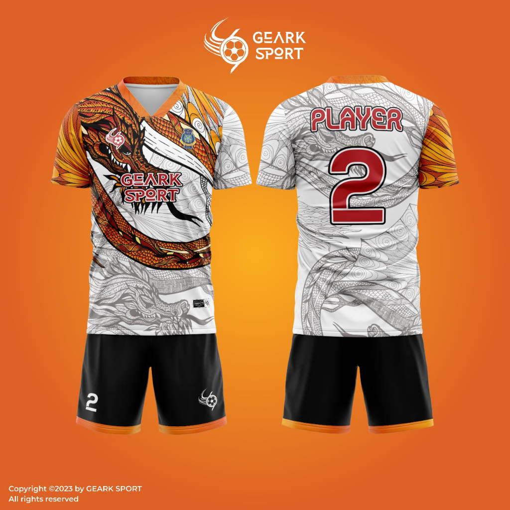 JERSEY BAJU SEPAK BOLA / FUTSAL TERBARU MOTIF DRAGONFIRE CONCEPT FULL PRINTING FREE NAMA DAN NOMOR PUNGGUNG