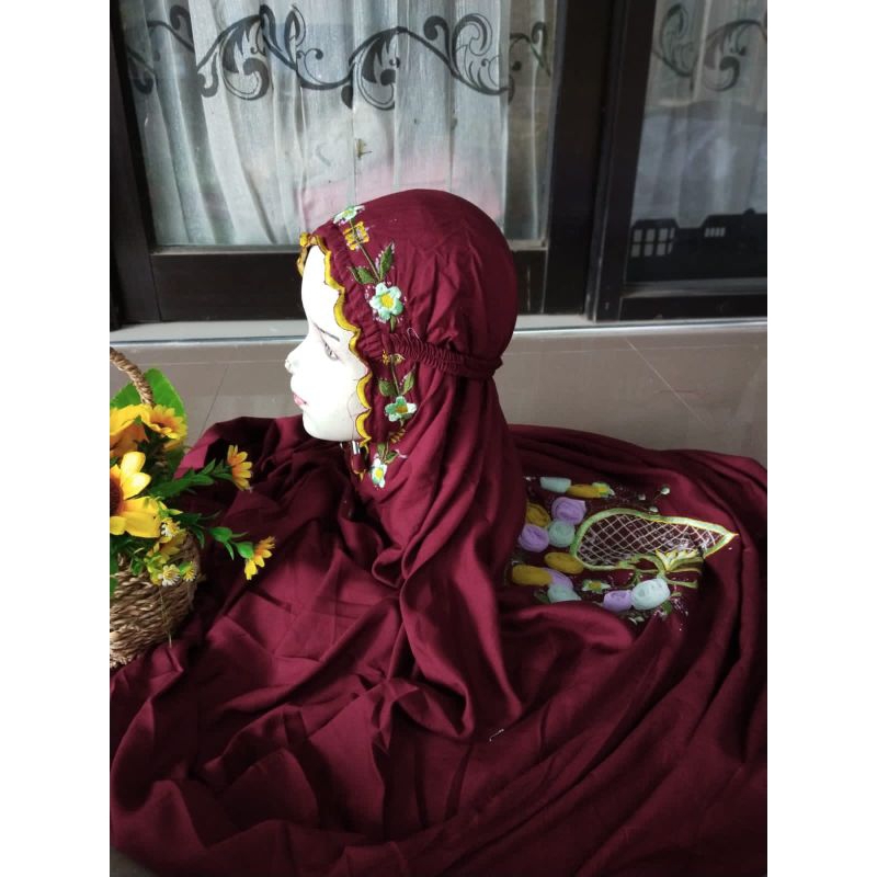 Mukena anak/ Mukena anak rayon tile/ Mukena rayon tile/ Mukena anak terusan bahan rayon tile