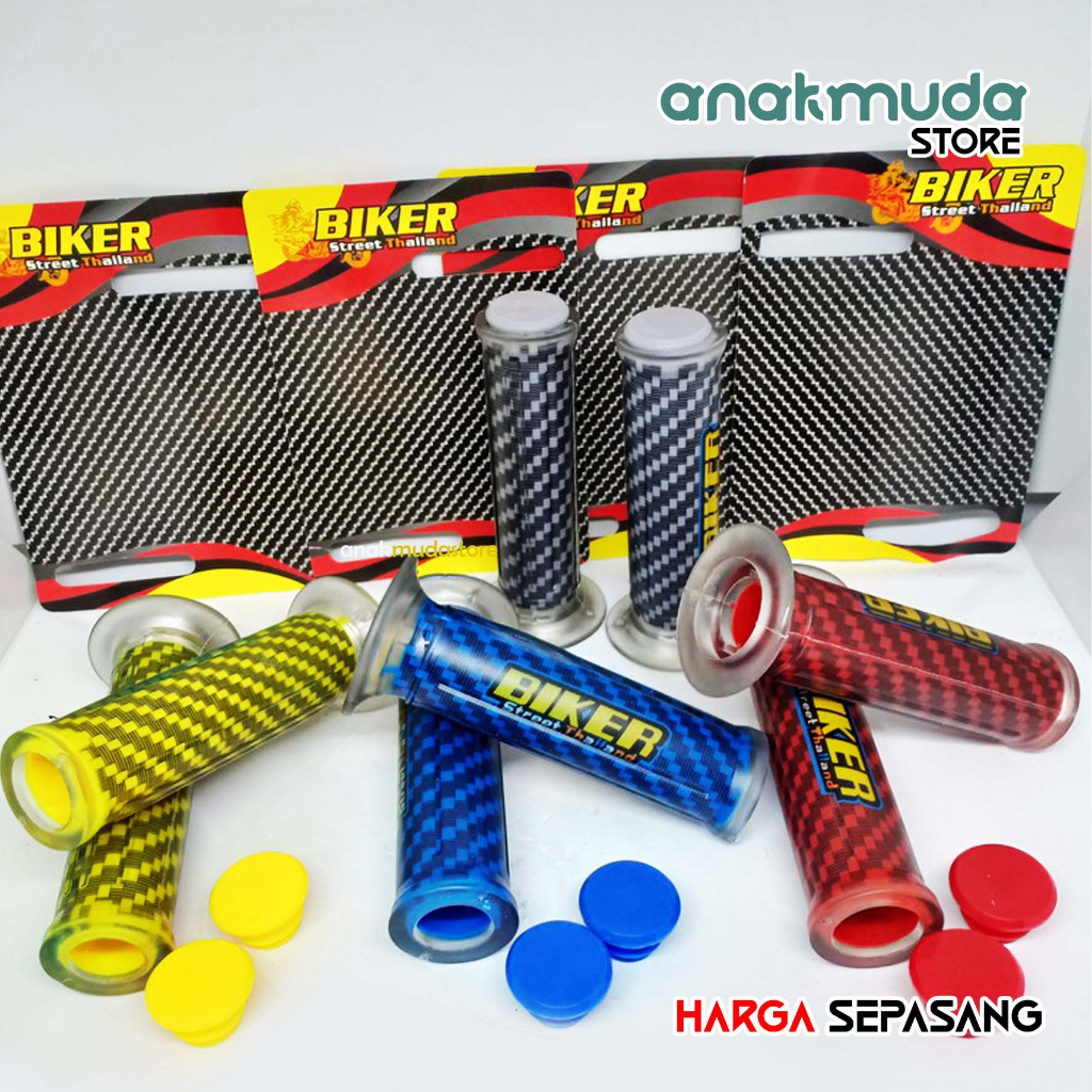 (HG02) Handgrip Stang Motor Karet Silikon Motif Karbon Variasi Motor Beat Mio Vario Jupiter Supra Fu