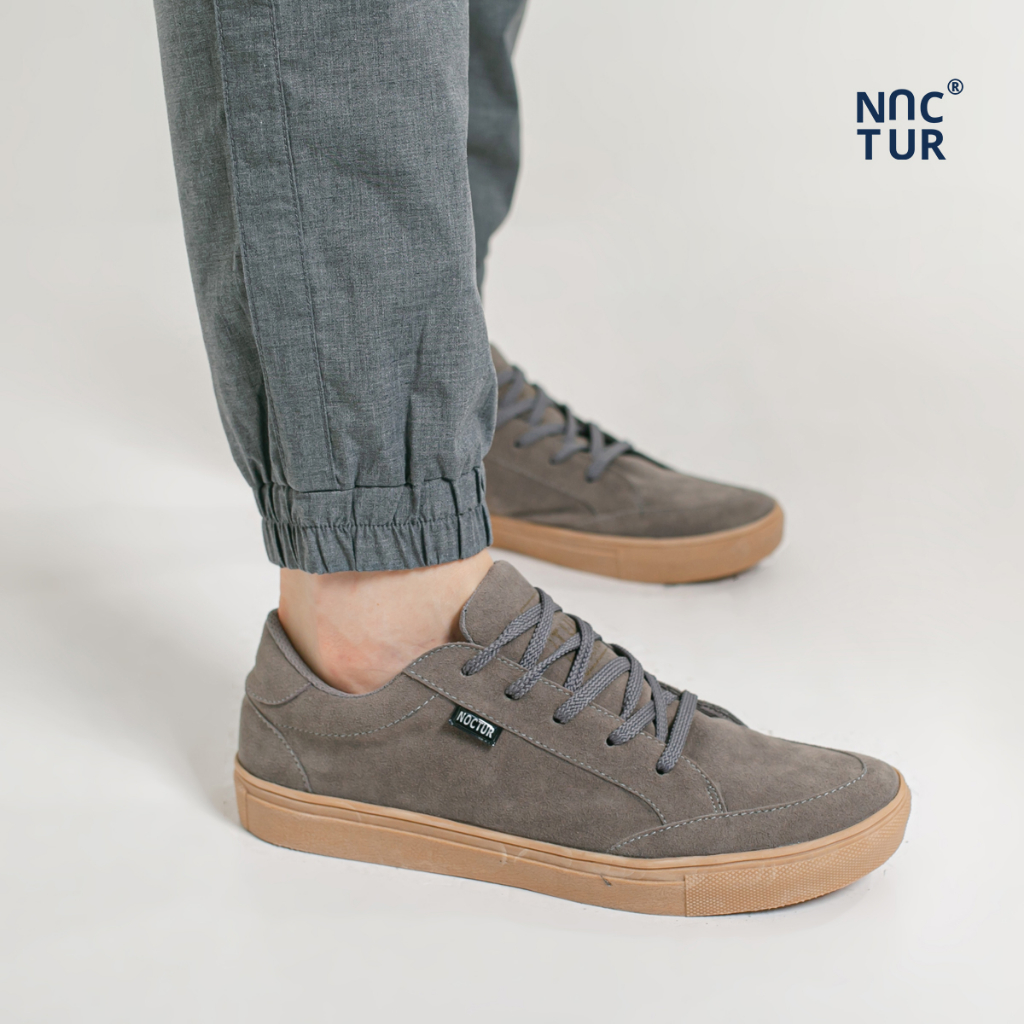 NOCTUR - Sneakers Pria Abu N 105 Bahan Kulit Suede Size 38 - 44