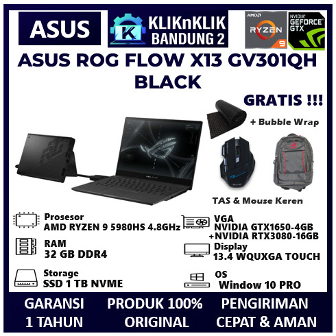 LAPTOP TOUCHSCREEN ASUS ROG FLOW X13 AMD RYZEN 9 RTX3080-16GB NEW
