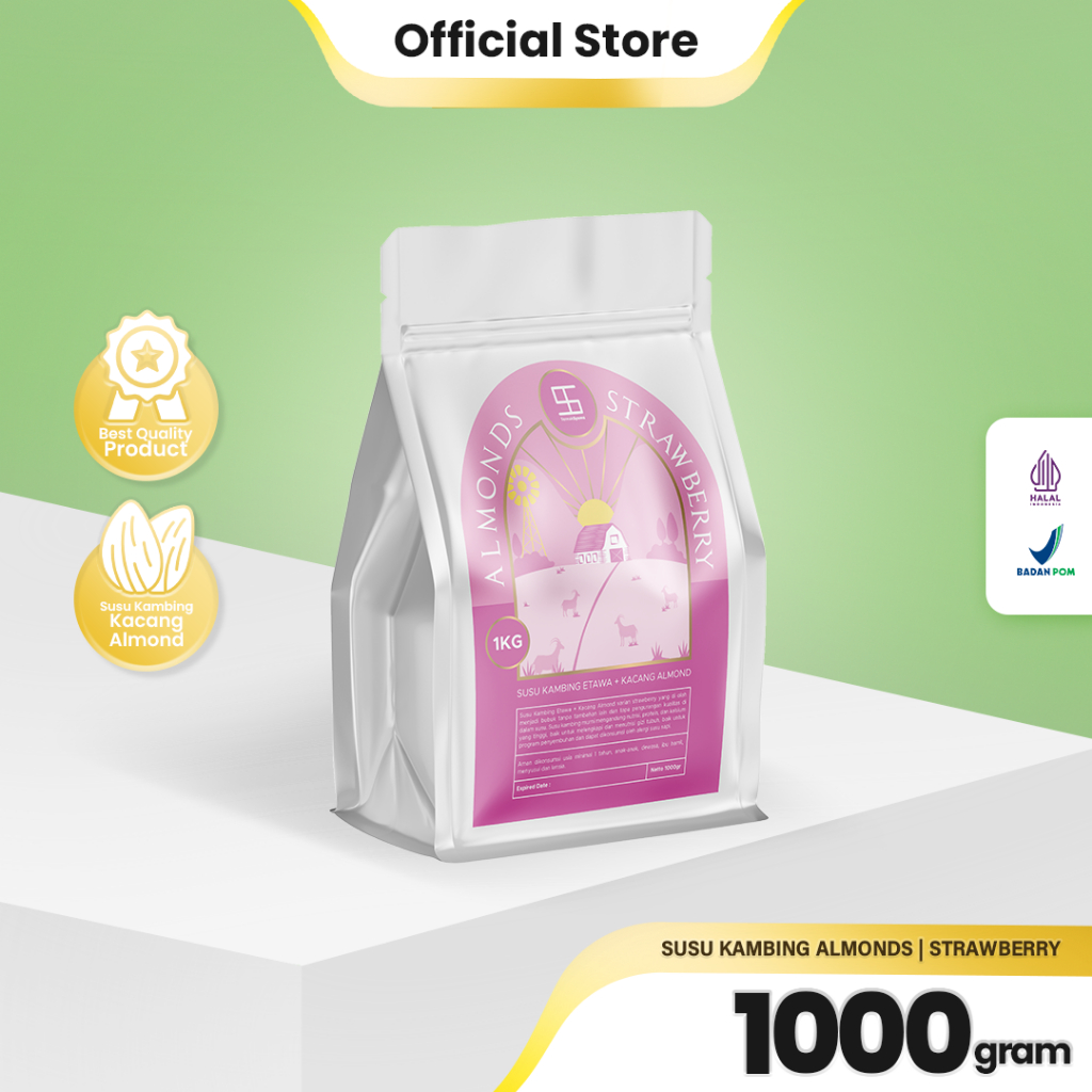 

Ternak Syams - Almonds Rasa Strawberry Susu kambing etawa dan Kacang almond bubuk 1 KG 1000 gram Ternak Syams | Susu kambing etawa rasa kacang almond almond stoberi stroberi original asli