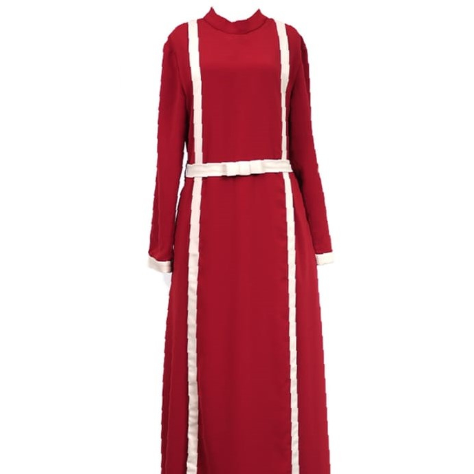 Gamis List Elegan Belt Busui Friendly Tyana Dress by IM Syar'i-Maroon Dress
