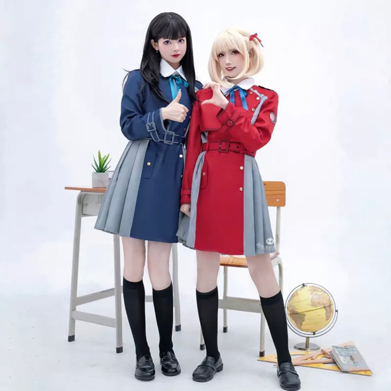 【Lolicos】Ready Lycoris Recoil Takina Inoue Chisato Nishikigi Cosplay Costume Fullset Wig Kostum Dres