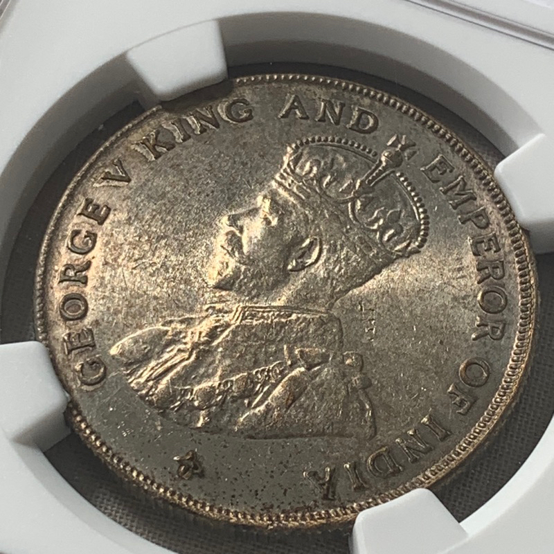 koin perak silver one dollar george V straits settlement 1920 ngc pcgs ms 62