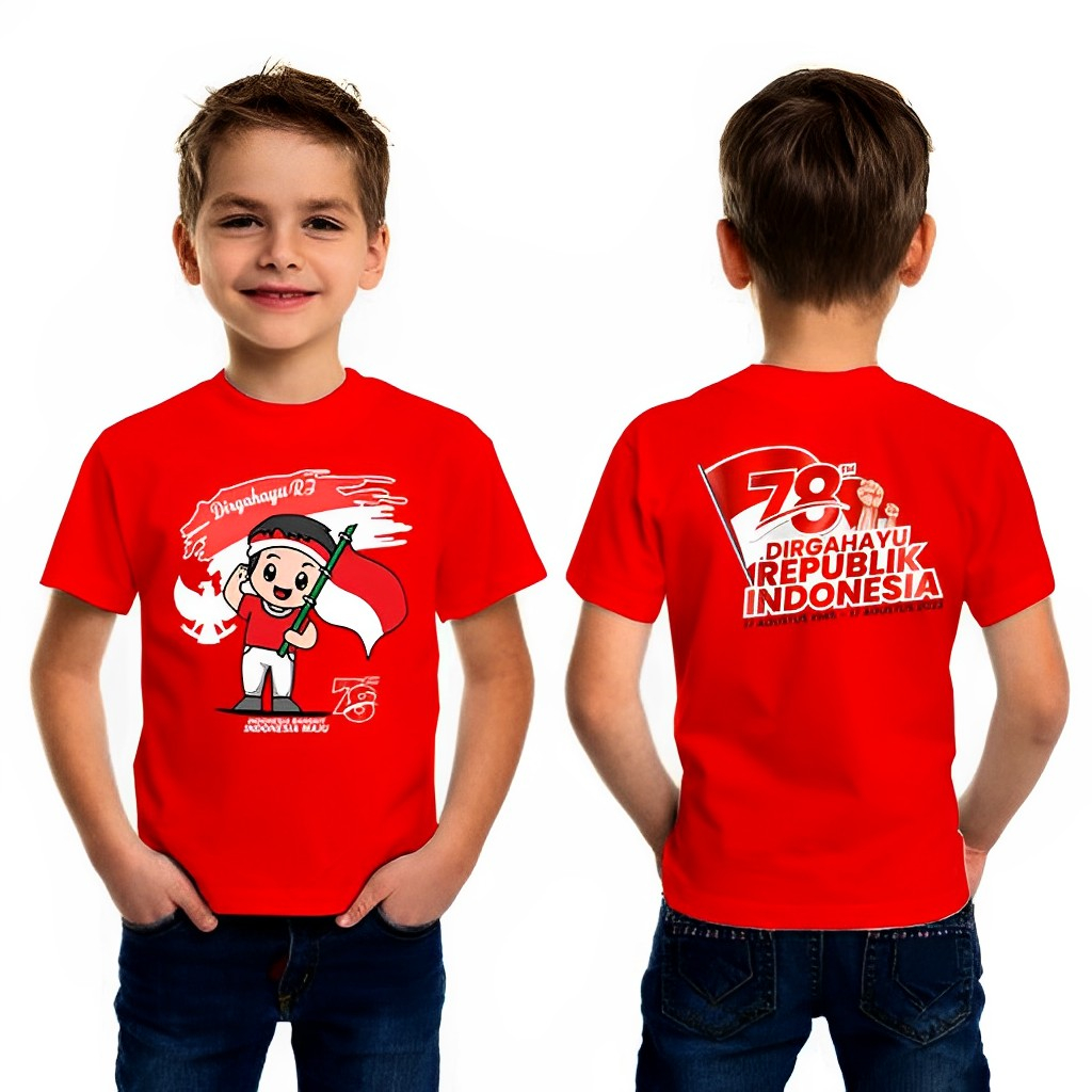 Kaos anak distro gambar Dirgahayu ri 78th Baju Kaos Anak 17 Agustusan kaos anak Buat Agustusan laki 