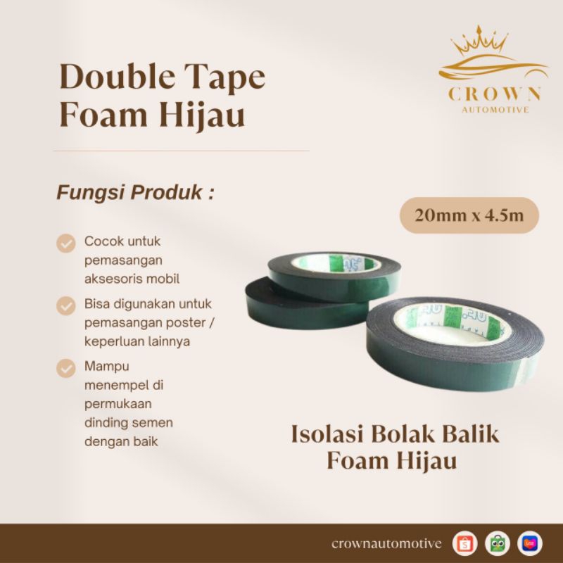 

Double Tape Foam Hijau / Isolasi Bolak Balik Foam Hijau