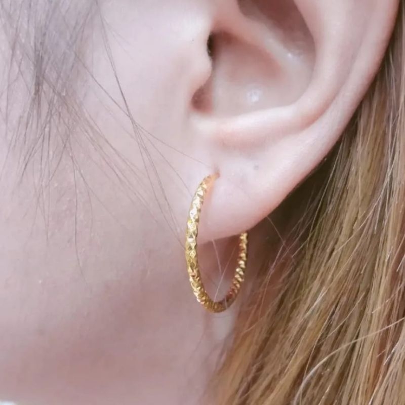 anting gipsi bulat ukir perhiasan anting dewasa