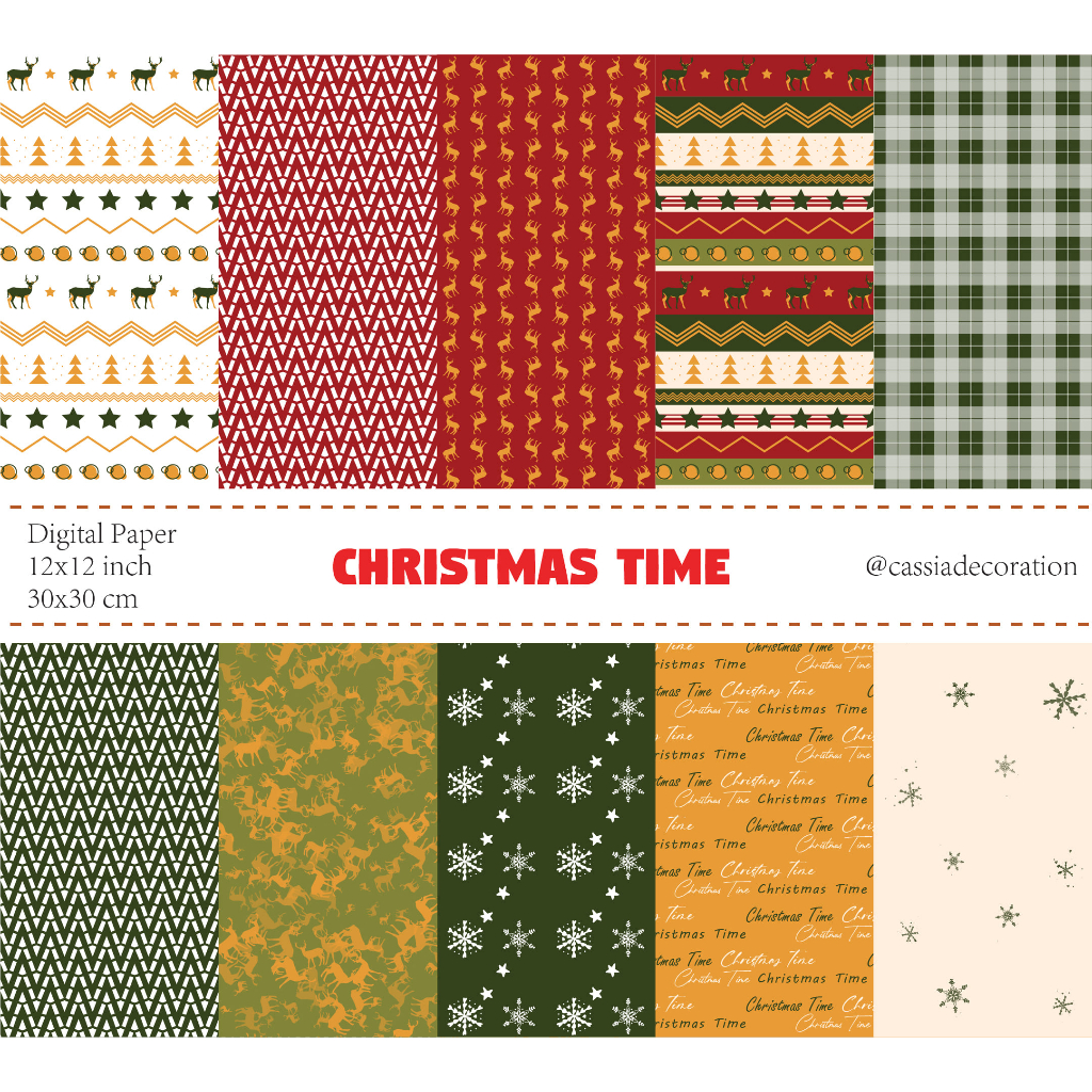 

CHRISTMAS TIME DIGITAL PAPER for scrapbooking, cards, invitations, wrapping