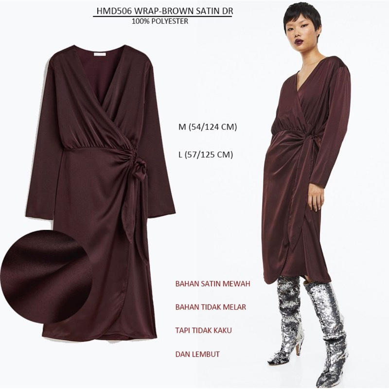 Dress Branded Wanita - HMD 506 WRAP SATIN DR