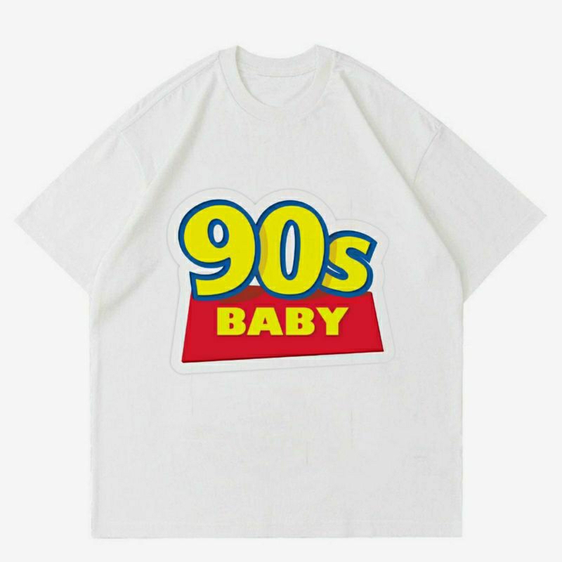 BAJU 90S BABY | T-SHIRT KAOS 90S BABY VINTAGE WHITE | KAOS BAJU PRIA | KAOS OVERSIZE | KAOS CLASSIC 