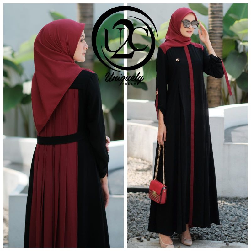 raihana premium dress by u2c gamis casual polos busui jetblack