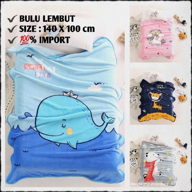 SELIMUT ANAK IMPORT BULU LEMBUT MOTIF KARTUN