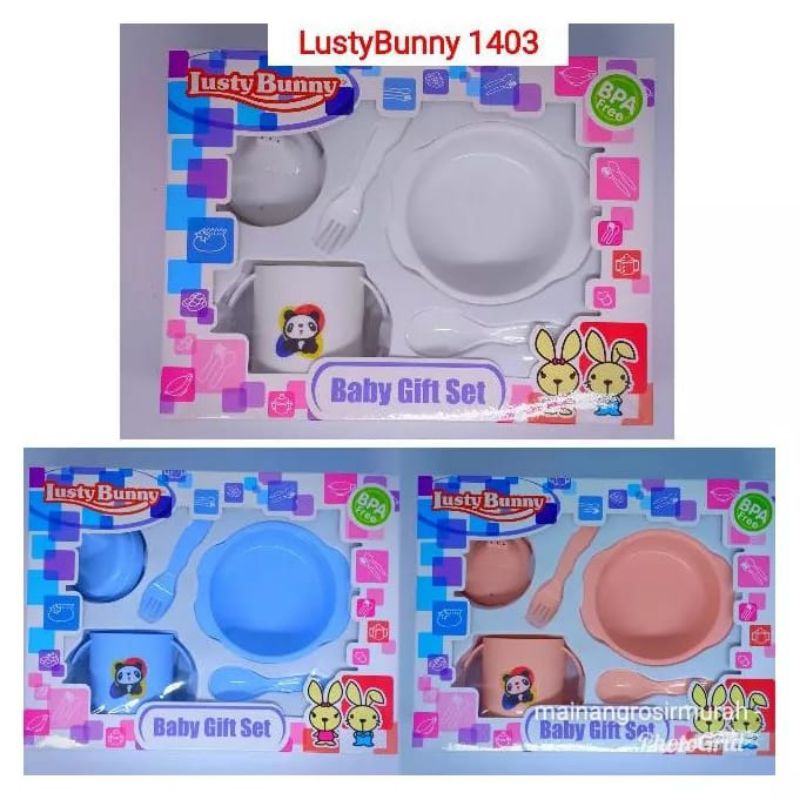 Peralatan Makan Bayi,Feeding Set Lustybunny LB 1403, Baby Feeding Gift Set