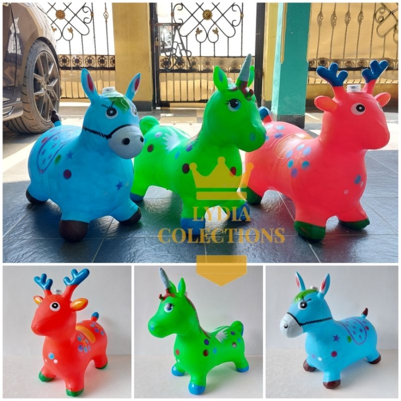 Mainan Kuda Jumping PREMIUM Kuda Karet Kuda Poni Musik Lampu