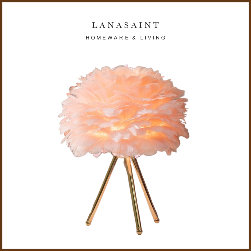 LANASAINT Swan Fur Lamp / Side Table Lamp / Lampu Meja