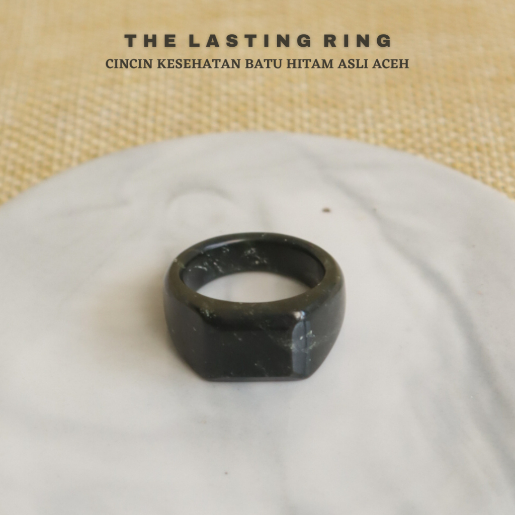 THE LASTING Cincin Natural Bio Magnetik Batu Akik Giok Hitam Black Jade ASLI original 100% Alam Akik