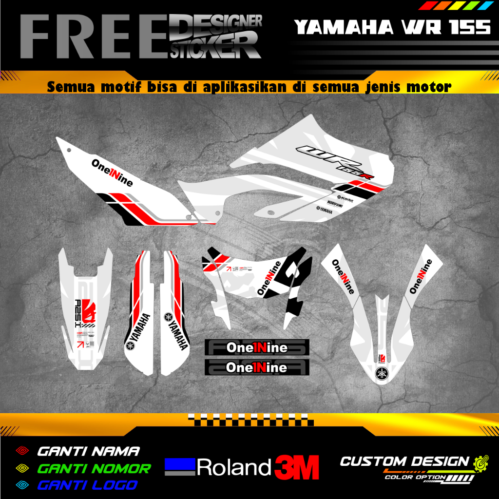 Decal Stiker Yamaha WR155 Oneonenine Putih