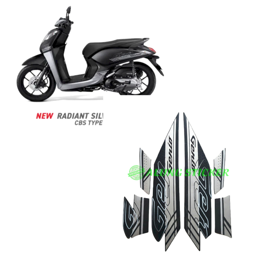 STIKER STRIPING MOTOR GENIO 110 2020 HITAM-GOLD