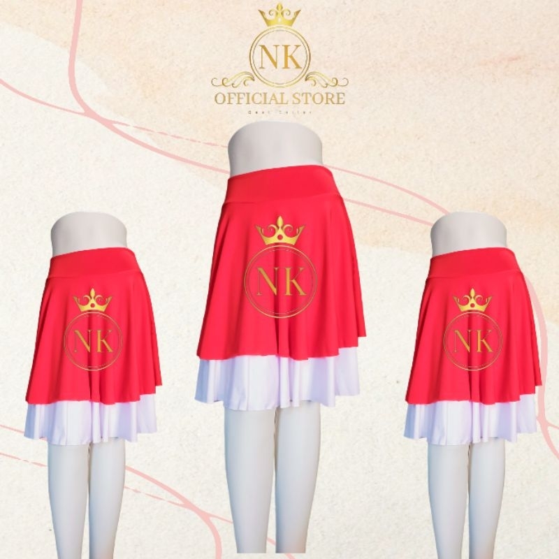 Rok Merah Putih 2 Layer Panjang - Jersey Premium - Gerak Jalan, Line Belly Dance, Senam Zumba, Seped