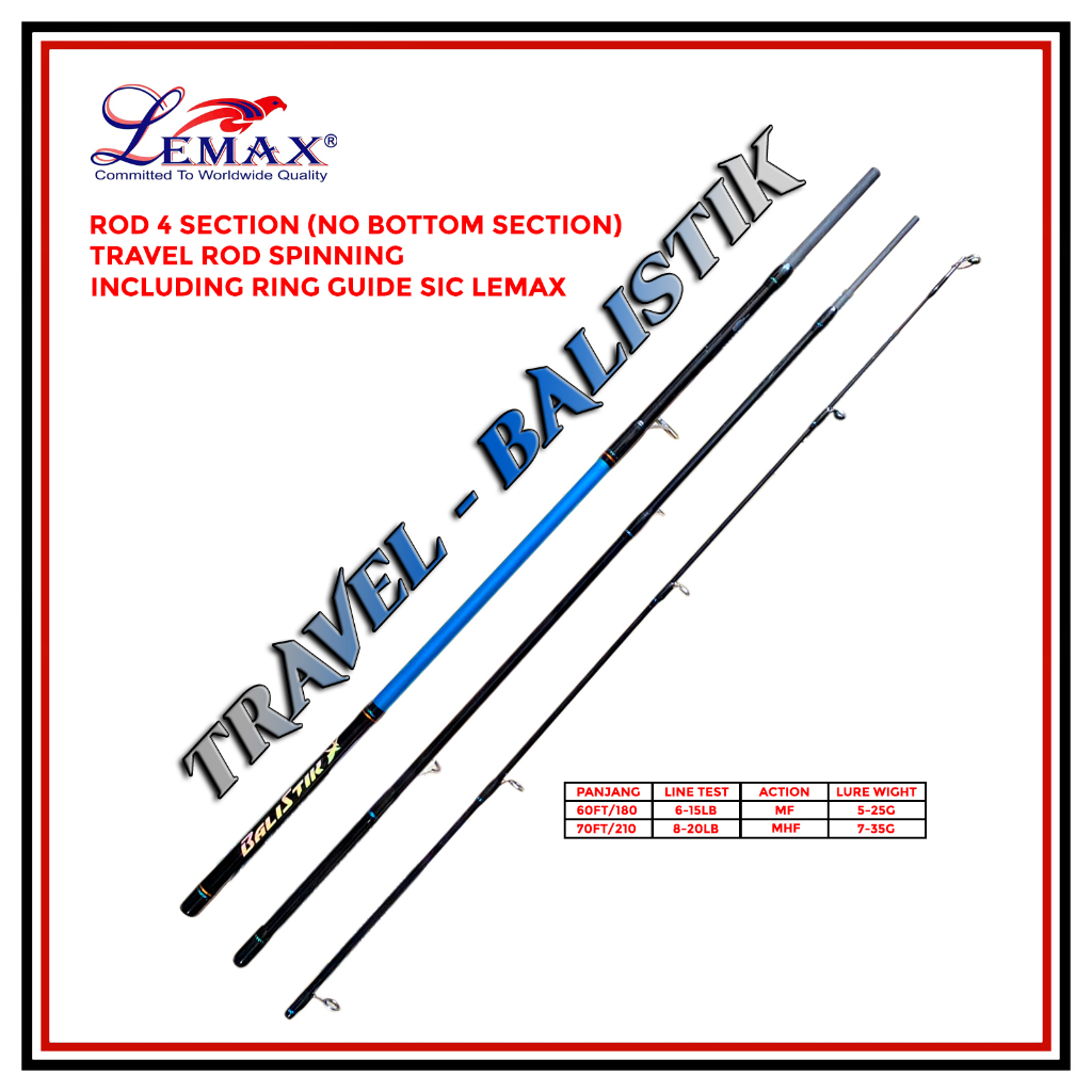 [JORAN 4 SEC] TRAVELER ROD LEMAX BALISTIK JORAN SAMBUNG 4 TANPA BOTTOM 180/210