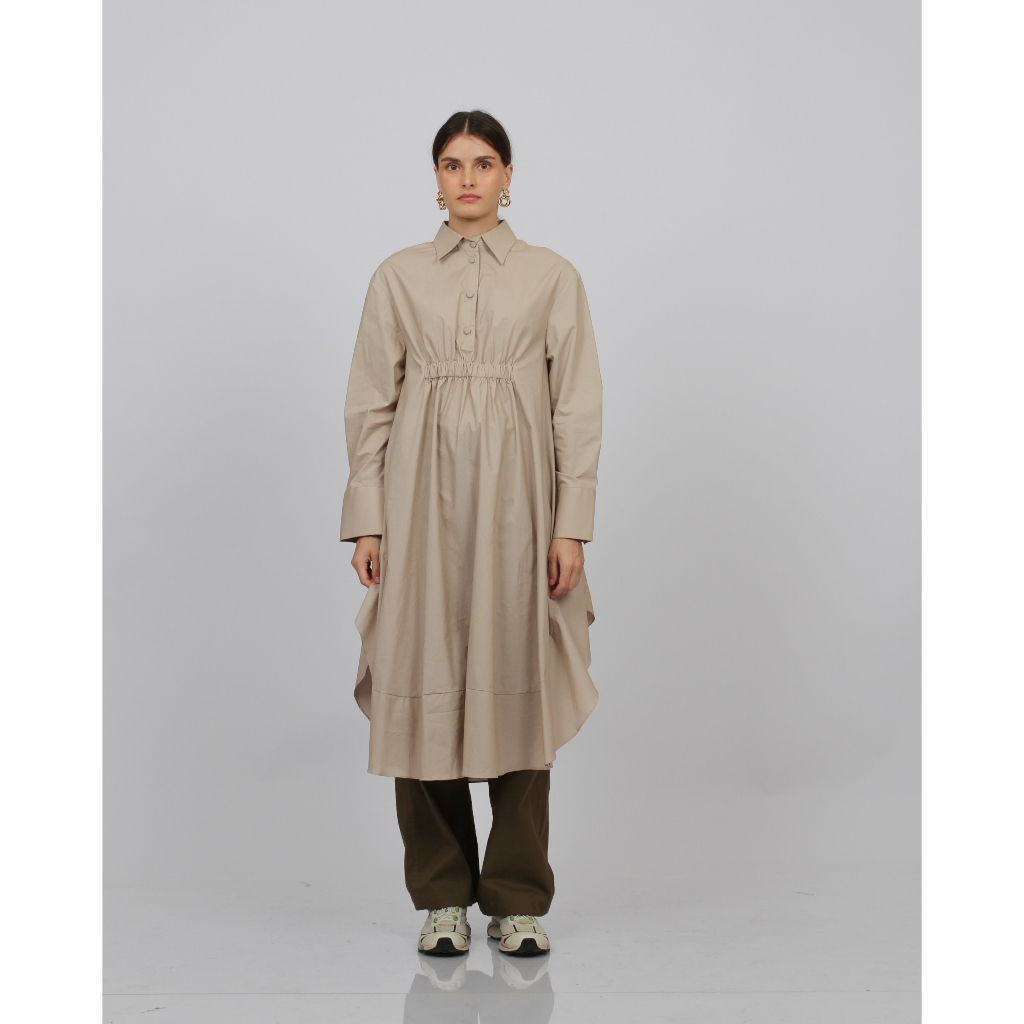 Itang Yunasz Ready To Wear - Gathered Tunic Khaki