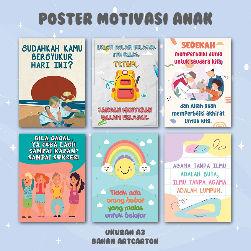 POSTER EDUKASI ANAK / POSTER MOTIVASI ANAK / POSTER EDUKASI ANAK ISLAMI / POSTER SD TK PAUD