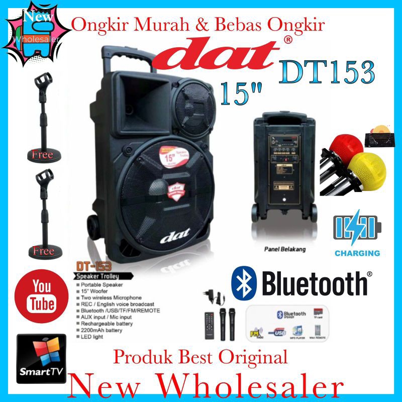 Speaker Aktif 15 inch Dat DT153 Original Wireless Portable karaoke