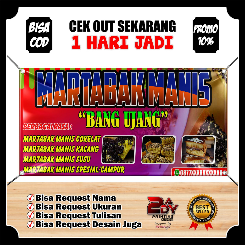Cetak Spanduk Banner Aneka Martabak Manis TERMURAH Request & Desain Bisa