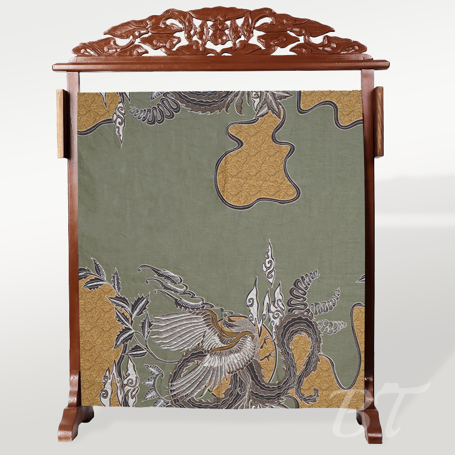 BATIK TRUSMI Bahan Kain Silk Batik Meteran Motif Mega Mendung Kombinasi Burung Hijau 21823