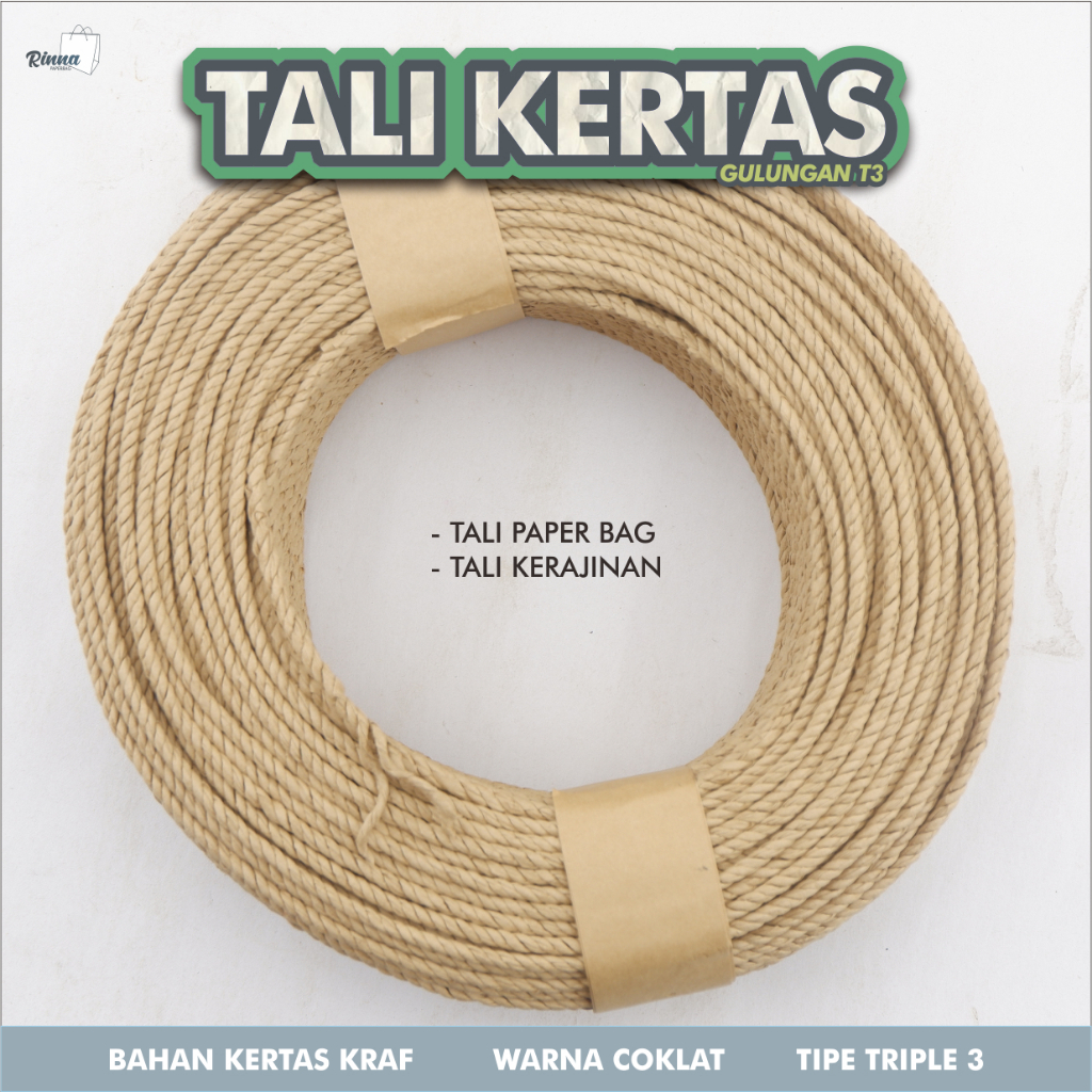 

TALI KERTAS / Paper rope kraft roll paper bag Grosir Ecer T3